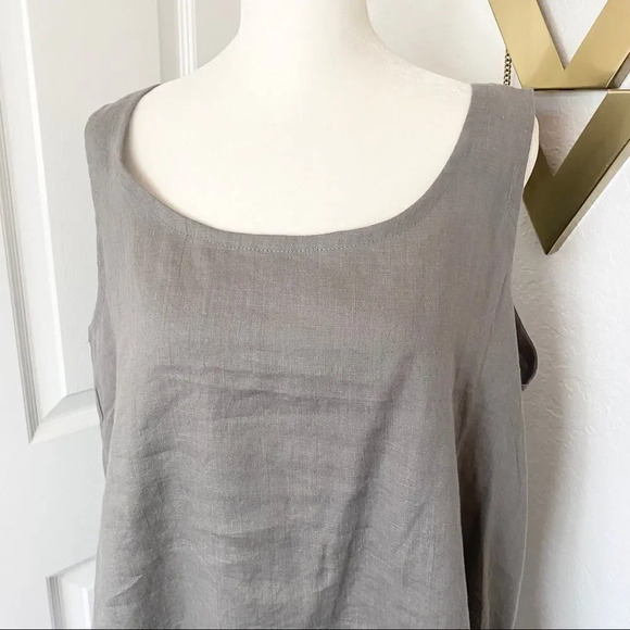 NEW Artful Home Go Lightly Maia A-Line 100% Linen Wide Gray Tank - Picture 3 of 9